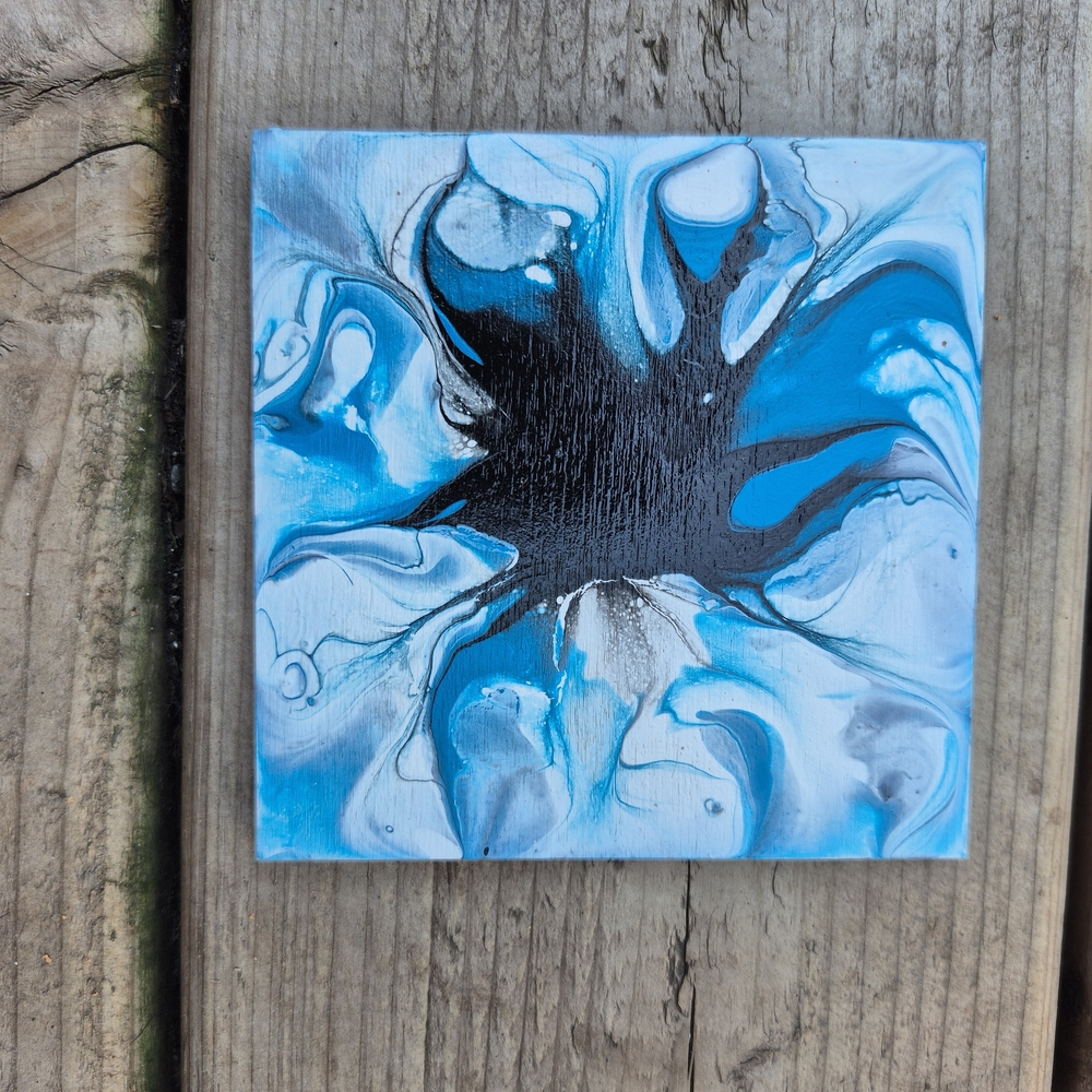 Abstract Blue and Black Canvas Art